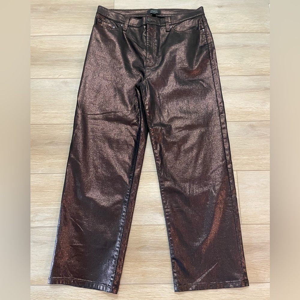 Banana Republic Factory Metallic high waist Straight-Leg pants size 32/14